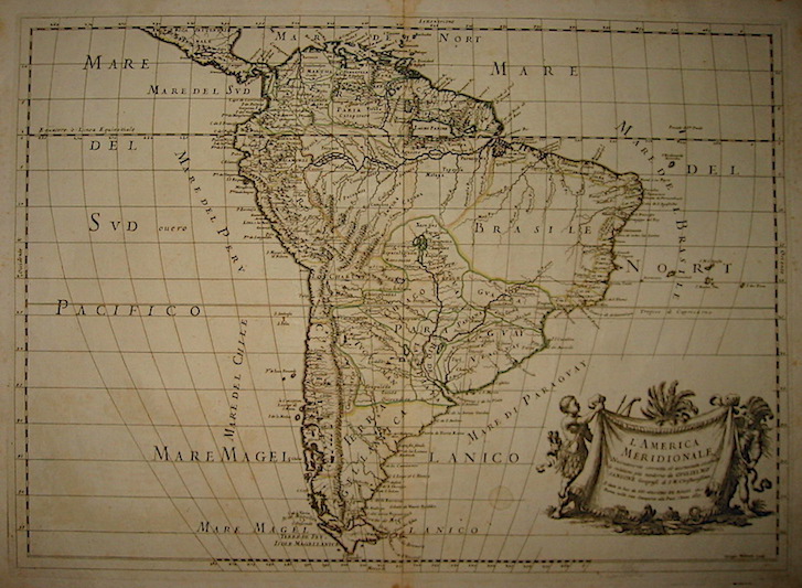 Sanson Guillaume (1633-1703) L'America meridionale nuovamente corretta et accresciuta secondo le relationi più moderne... 1677 Roma 